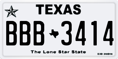TX license plate BBB3414