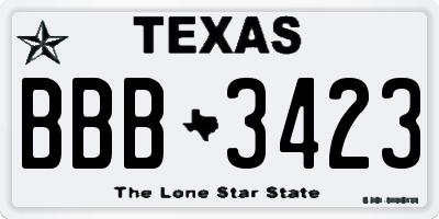TX license plate BBB3423