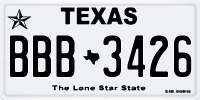 TX license plate BBB3426