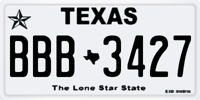 TX license plate BBB3427