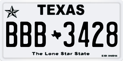 TX license plate BBB3428