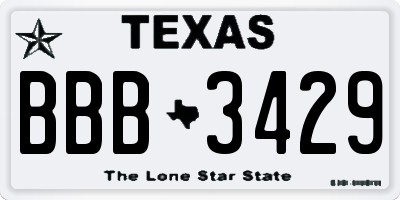 TX license plate BBB3429