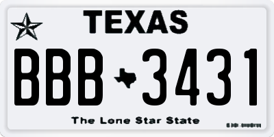 TX license plate BBB3431