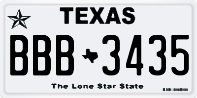 TX license plate BBB3435
