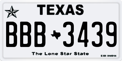 TX license plate BBB3439