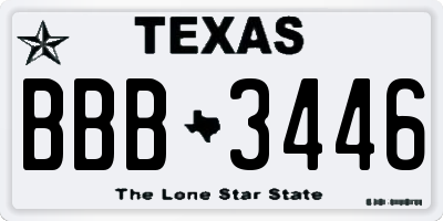 TX license plate BBB3446