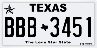 TX license plate BBB3451