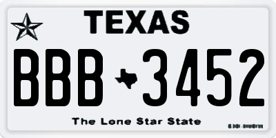TX license plate BBB3452