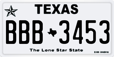 TX license plate BBB3453