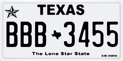 TX license plate BBB3455