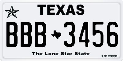TX license plate BBB3456