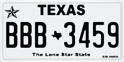 TX license plate BBB3459