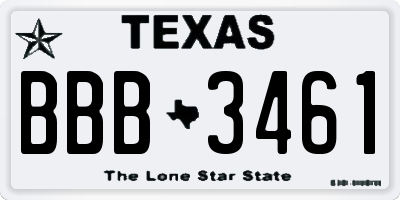 TX license plate BBB3461