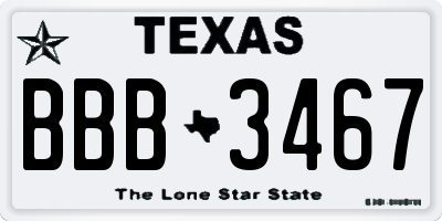 TX license plate BBB3467