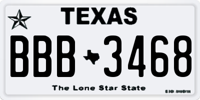 TX license plate BBB3468