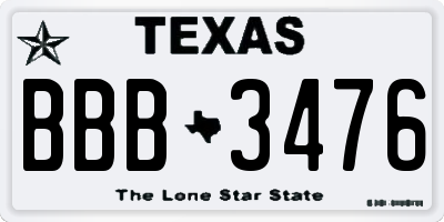 TX license plate BBB3476