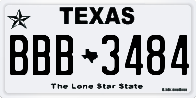 TX license plate BBB3484