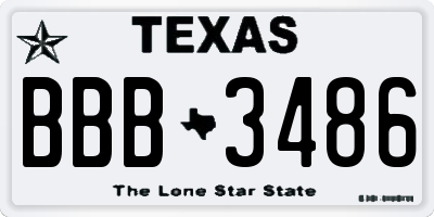 TX license plate BBB3486