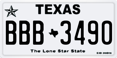TX license plate BBB3490