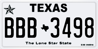 TX license plate BBB3498