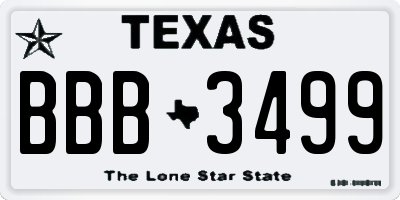 TX license plate BBB3499