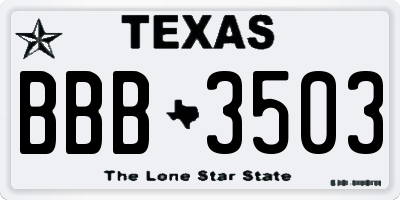 TX license plate BBB3503