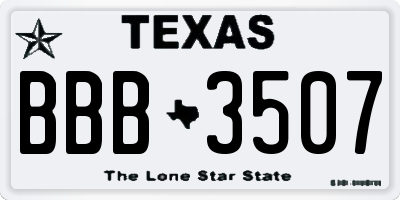 TX license plate BBB3507