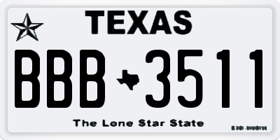 TX license plate BBB3511
