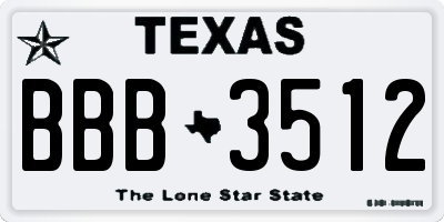 TX license plate BBB3512