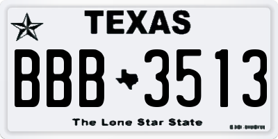 TX license plate BBB3513