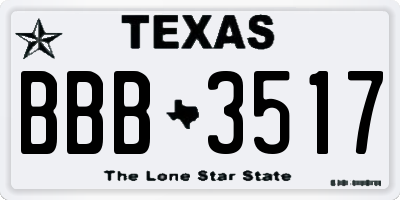 TX license plate BBB3517