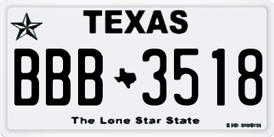 TX license plate BBB3518