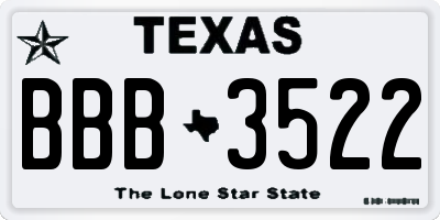 TX license plate BBB3522