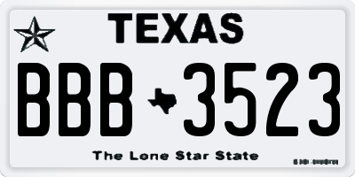 TX license plate BBB3523