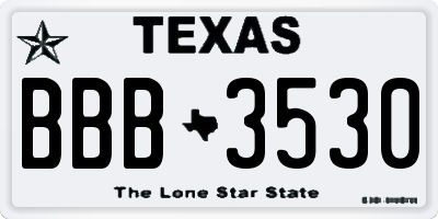 TX license plate BBB3530