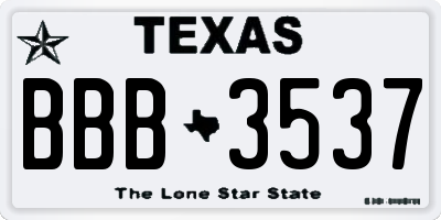 TX license plate BBB3537