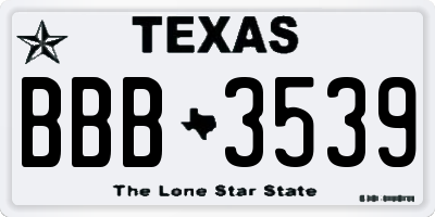 TX license plate BBB3539