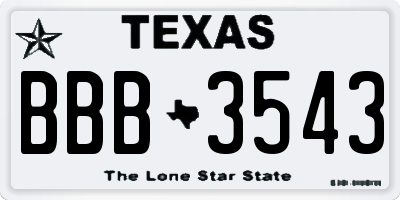 TX license plate BBB3543