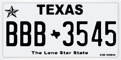 TX license plate BBB3545