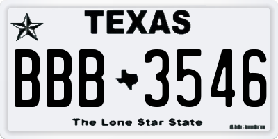 TX license plate BBB3546