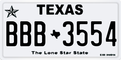 TX license plate BBB3554