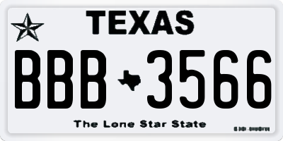 TX license plate BBB3566