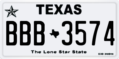 TX license plate BBB3574