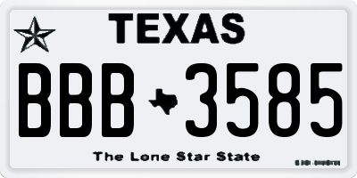 TX license plate BBB3585