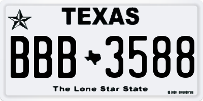 TX license plate BBB3588