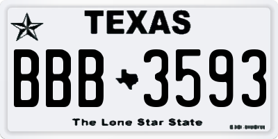 TX license plate BBB3593