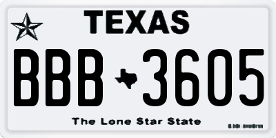 TX license plate BBB3605