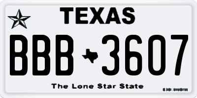TX license plate BBB3607
