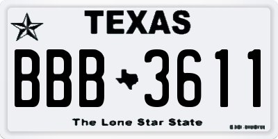TX license plate BBB3611