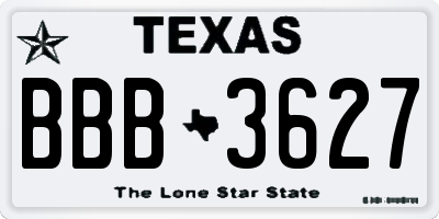 TX license plate BBB3627
